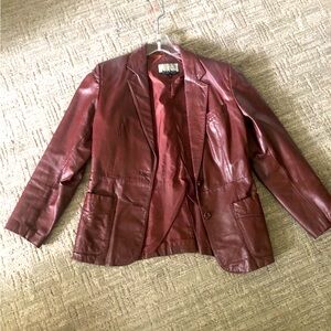 70’s real leather blazer in reddish brick color.